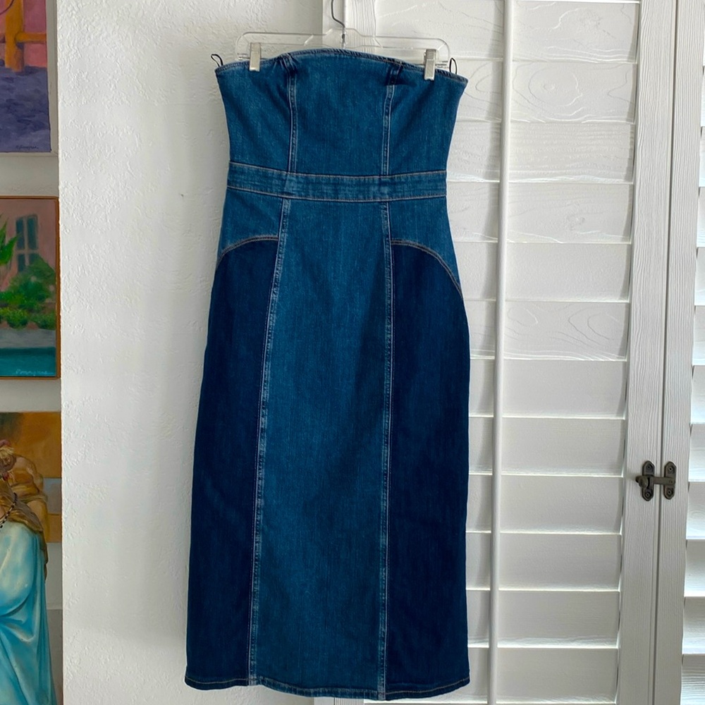 Zara Blue Denim Midi Dress